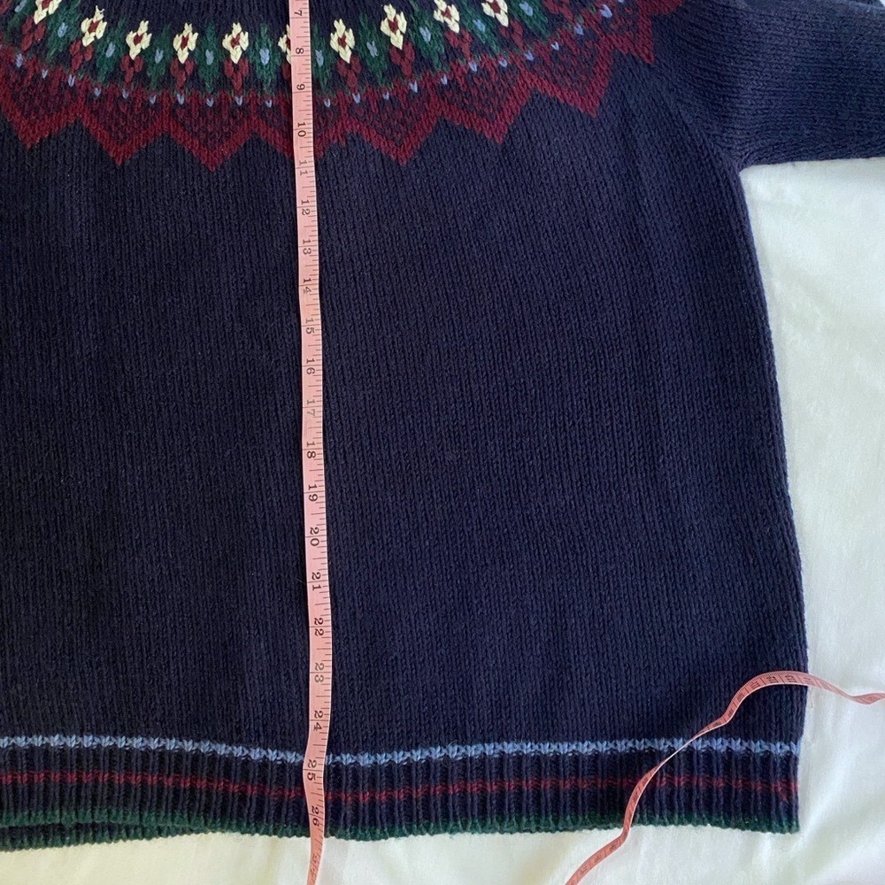 VINTAGE 1990s NORTHERN REFLECTIONS Navy Wool Blend Floral Embroidered Cardigan L - Picture 7 of 7